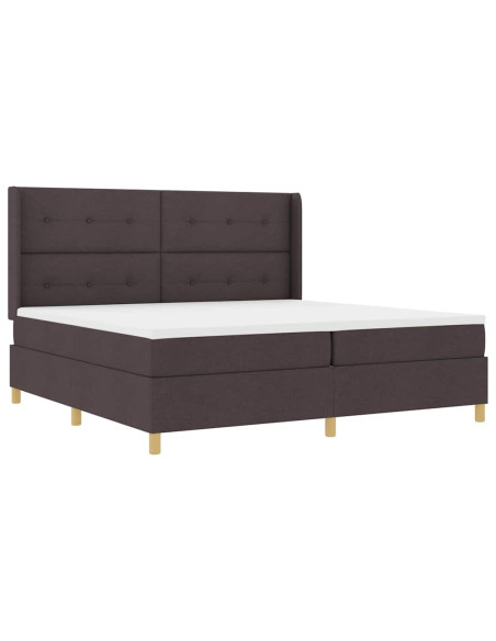 Letto a molle con testiera Marrone Scuro 200 x 200 cm Tessuto