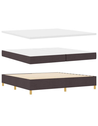 Letto a molle con testiera Marrone Scuro 200 x 200 cm Tessuto