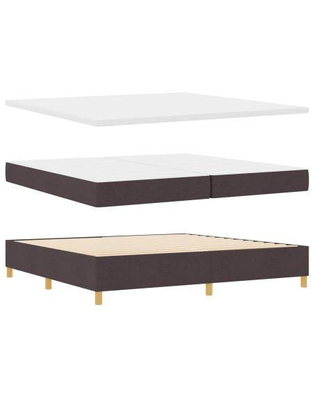 Letto a molle con testiera Marrone Scuro 200 x 200 cm Tessuto