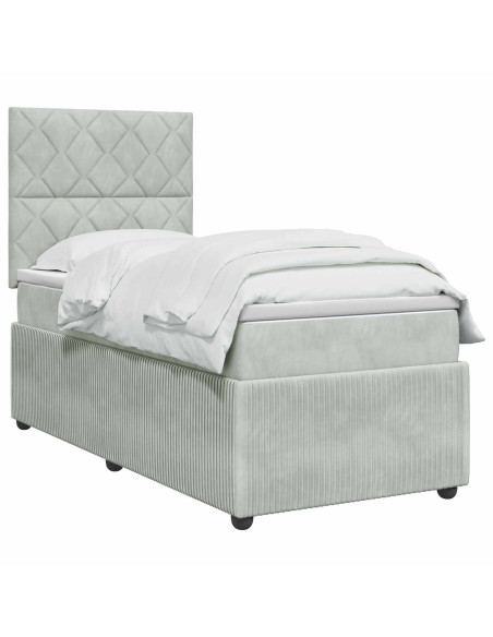Letto Box Spring LED con Materasso Grigio Chiaro 100 x 200 cm