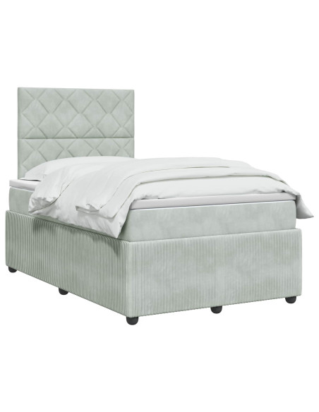 Letto Box Spring LED con Materasso Grigio Chiaro 120 x 190 cm