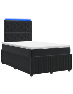 Letto Box Spring LED con Materasso Nero 120 x 190 cm Velluto 2