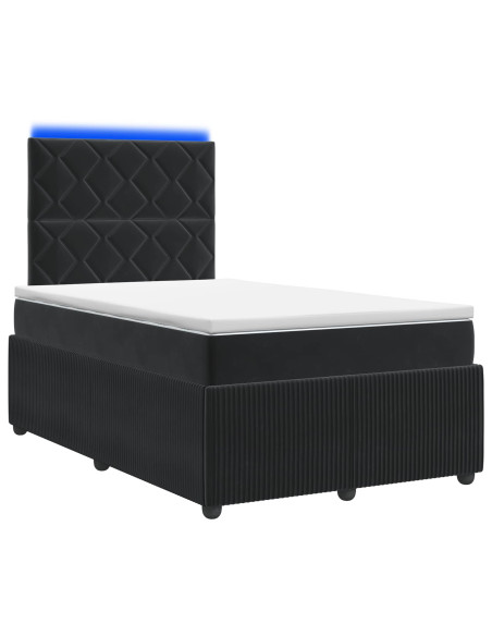 Letto Box Spring LED con Materasso Nero 120 x 190 cm Velluto