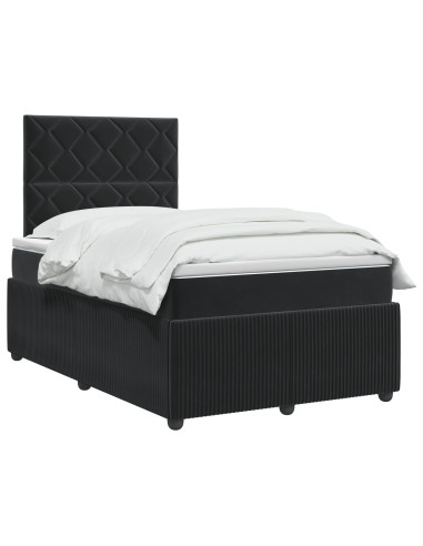 Letto Box Spring LED con Materasso Nero 120 x 190 cm Velluto