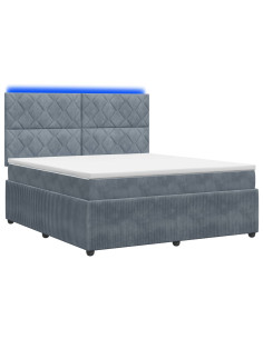 Letto Box Spring LED con Materasso Grigio Scuro 160 x 200 cm 2