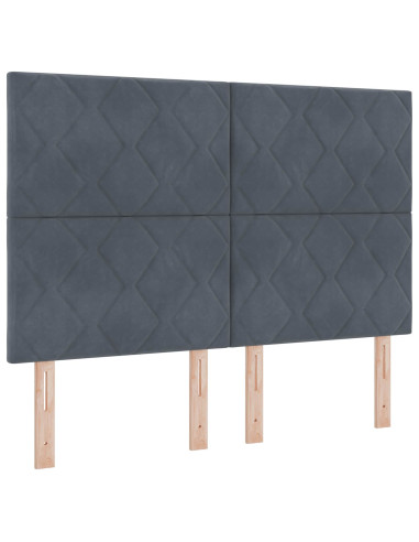Letto Box Spring LED con Materasso Grigio Scuro 160 x 200 cm