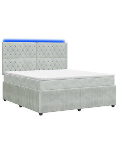 Letto Box Spring LED con Materasso Grigio Chiaro 180 x 200 cm 2