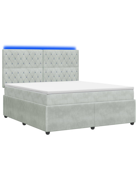 Letto Box Spring LED con Materasso Grigio Chiaro 180 x 200 cm