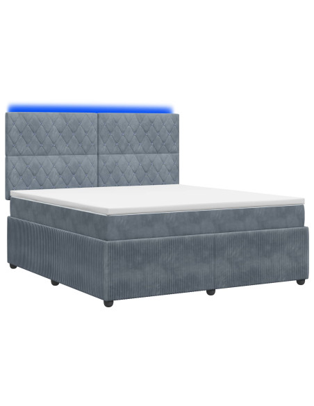 Letto Box Spring LED con Materasso Grigio Scuro 180 x 200 cm