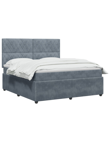 Letto Box Spring LED con Materasso Grigio Scuro 180 x 200 cm