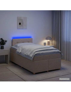 Letto box spring con materasso Crema 120 x 190 cm Tessuto