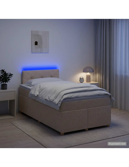 Letto box spring con materasso Crema 120 x 190 cm Tessuto