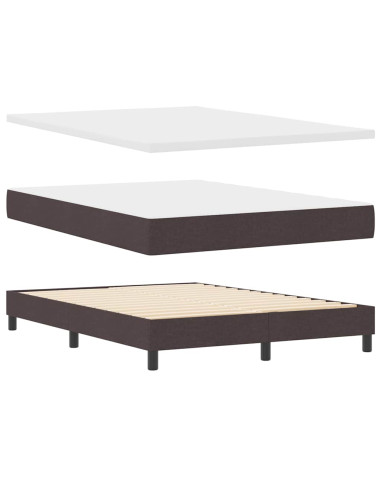 Letto a molle con testiera Marrone Scuro 140 x 200 cm Tessuto