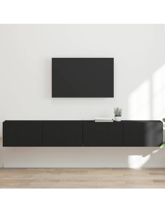 Mobile TV da parete 2 pz Nero Legno ingegnerizzato