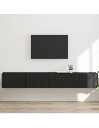 Mobile TV da parete 2 pz Nero Legno ingegnerizzato