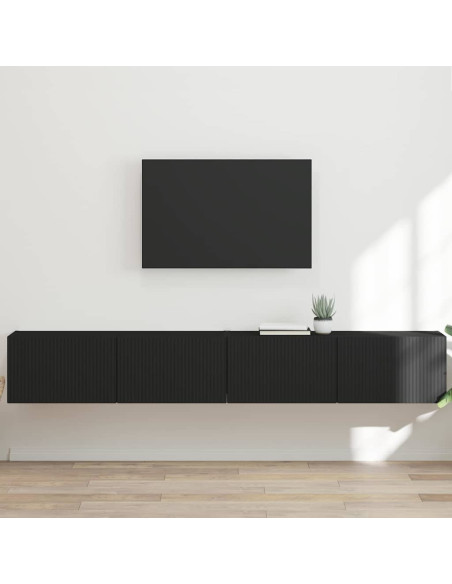 Mobile TV da parete 2 pz Nero Legno ingegnerizzato