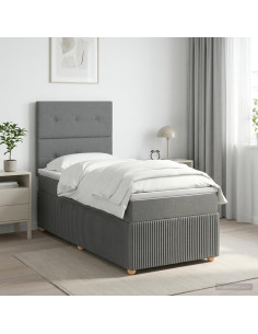 Letto box spring con materasso Grigio Scuro Singolo Tessuto