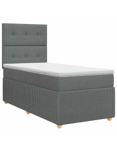 Letto box spring con materasso Grigio Scuro Singolo Tessuto 2
