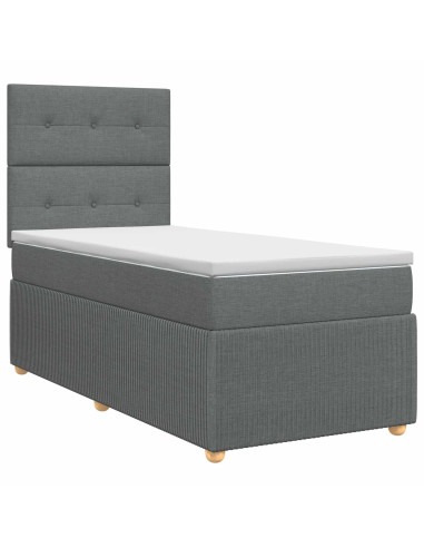 Letto box spring con materasso Grigio Scuro Singolo Tessuto