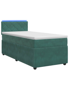 Letto box spring con materasso Verde Scuro 80 x 200 cm Velluto