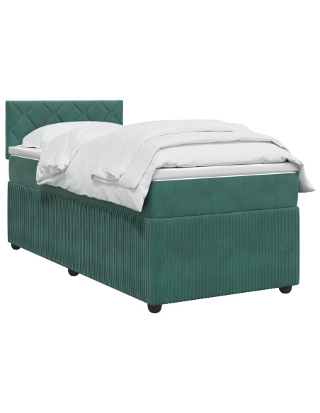 Letto box spring con materasso Verde Scuro 80 x 200 cm Velluto