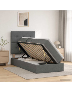 Letto con contenitore e materasso Grigio Scuro 90 x 190 cm