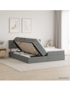 Letto con contenitore LED e materasso Grigio Scuro 180 x 200 cm