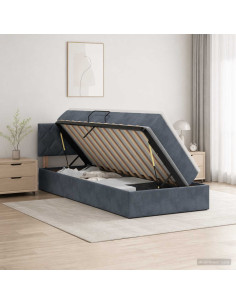 Letto con contenitore LED e materasso Grigio Scuro 100 x 200 cm
