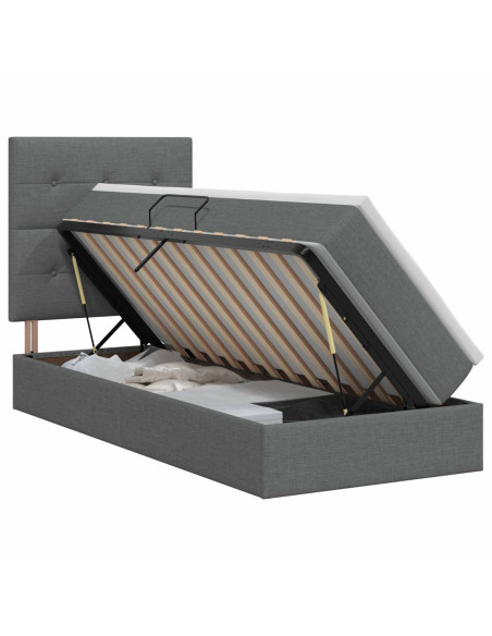 Letto con contenitore e materasso Grigio Scuro 90 x 190 cm