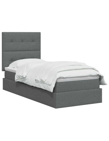 Letto con contenitore e materasso Grigio Scuro 90 x 190 cm