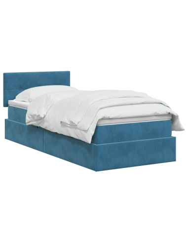 Letto con contenitore LED e materasso Blu Scuro 100 x 200 cm