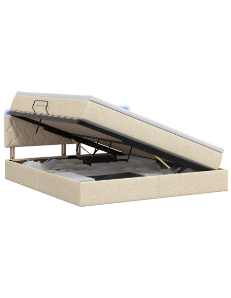 Letto con contenitore LED e materasso Crema 160 x 200 cm
