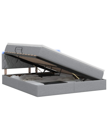 Letto con contenitore LED e materasso Grigio Chiaro