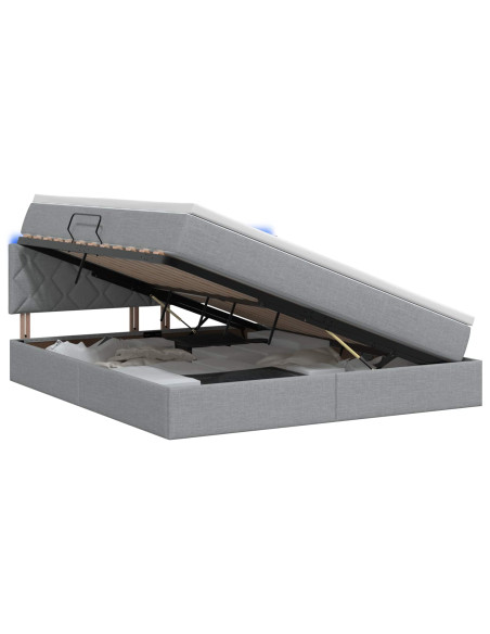 Letto con contenitore LED e materasso Grigio Chiaro