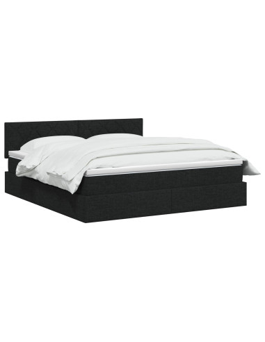 Letto con contenitore LED e materasso Nero 140 x 190 cm Tessuto