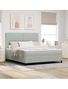 Letto a Sorgente LED Grigio chiaro 180 x 200 cm Velluto