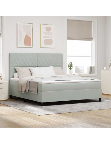 Letto a Sorgente LED Grigio chiaro 180 x 200 cm Velluto