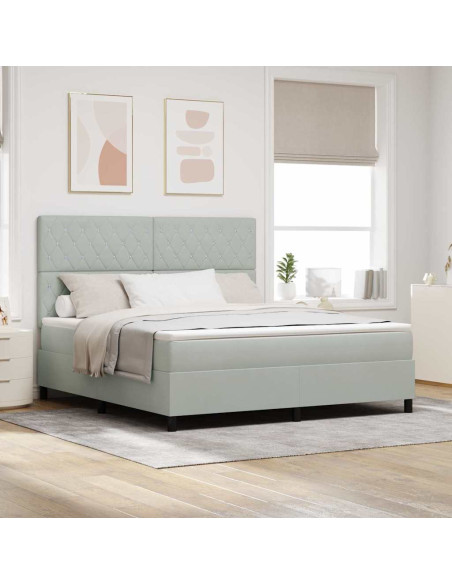 Letto a Sorgente LED Grigio chiaro 180 x 200 cm Velluto