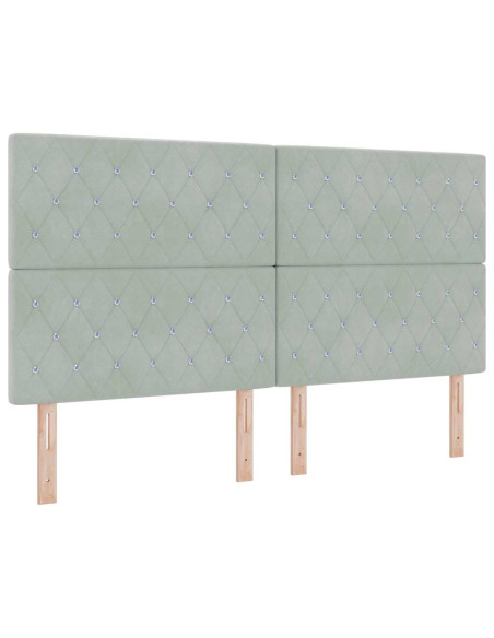 Letto a Sorgente LED Grigio chiaro 180 x 200 cm Velluto