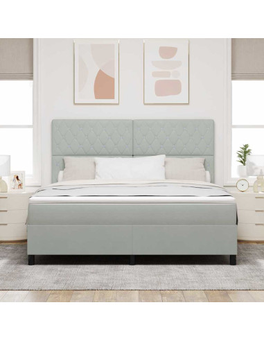 Letto a Sorgente LED Grigio chiaro 180 x 200 cm Velluto