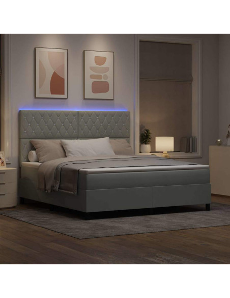 Letto a Sorgente LED Grigio chiaro 180 x 200 cm Velluto