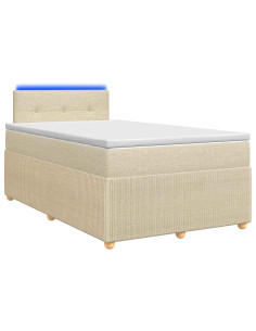 Letto box spring con materasso Crema 120 x 190 cm Tessuto 2