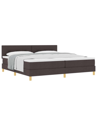 Letto a molle con cuscino Marrone Scuro 200 x 200 cm Tessuto