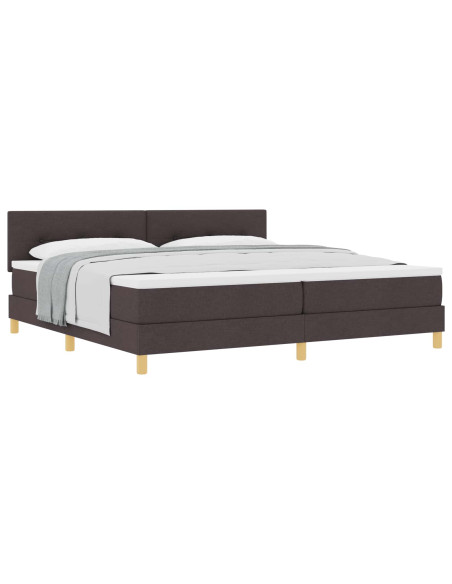 Letto a molle con cuscino Marrone Scuro 200 x 200 cm Tessuto