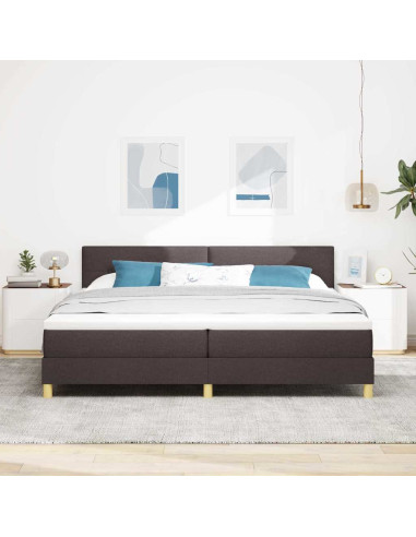Letto a molle con cuscino Marrone Scuro 200 x 200 cm Tessuto