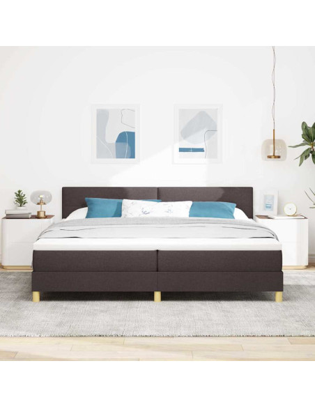 Letto a molle con cuscino Marrone Scuro 200 x 200 cm Tessuto