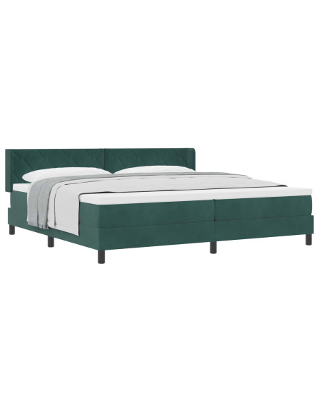 Letto a molle con testiera Verde Scuro 200 x 200 cm Velluto