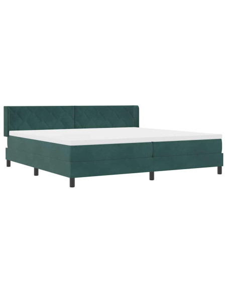 Letto a molle con testiera Verde Scuro 200 x 200 cm Velluto