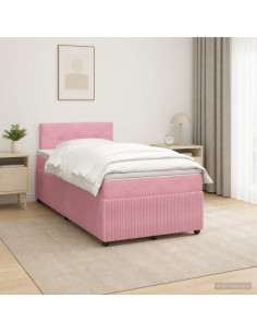 Letto box spring con materasso Rosa 120 x 200 cm Velluto