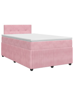 Letto box spring con materasso Rosa 120 x 200 cm Velluto 2